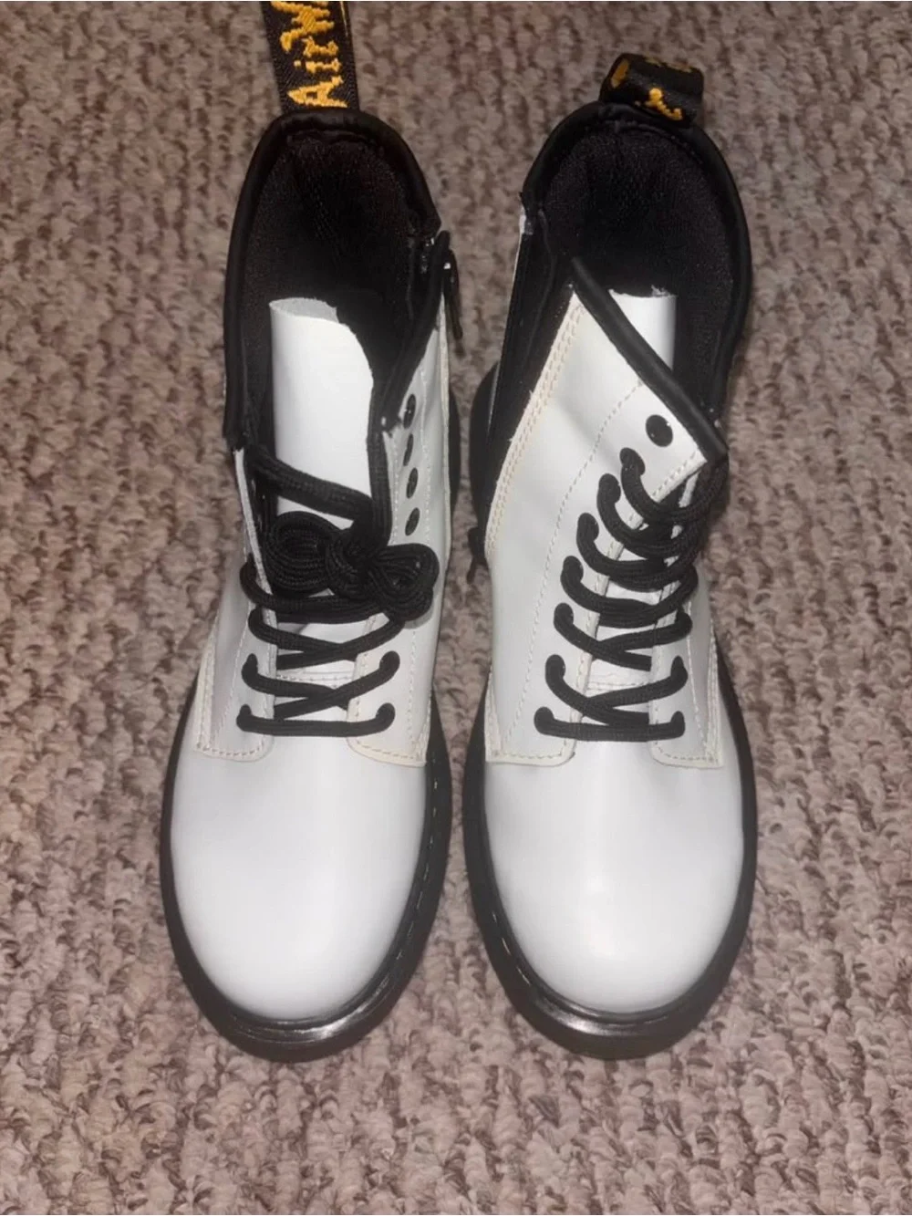 Dr. Martens White Boots with Black Accents